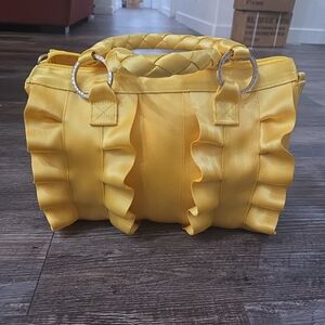 Elegant Yellow Ruffled Satchel